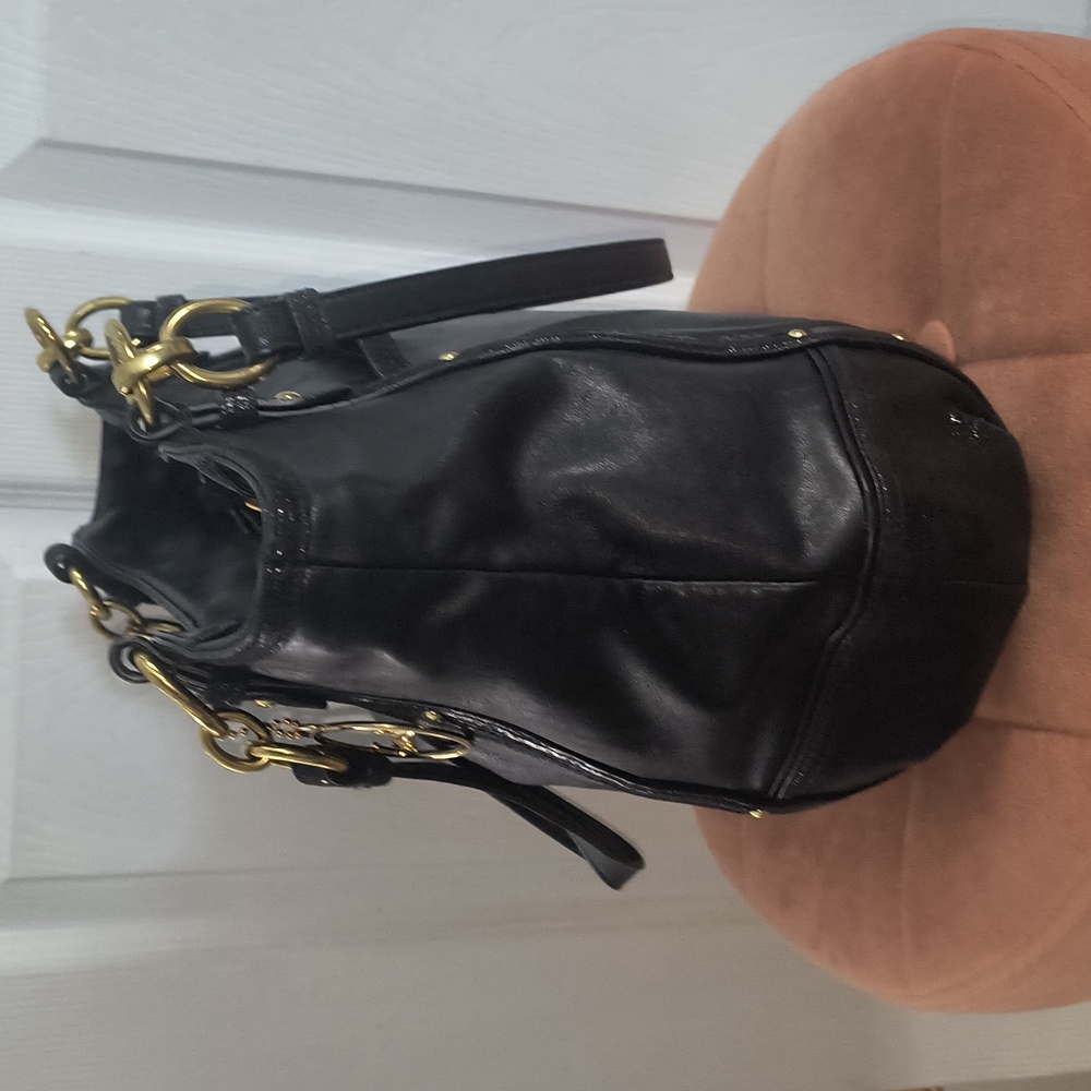 Coach F20812 Alexandra Black Leather Hobo Tote Bag Python Embossed - Picture 7 of 15